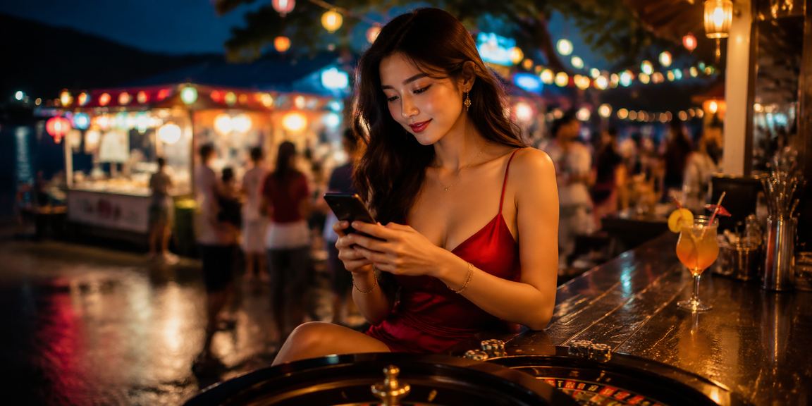 Người chơi tại Côn Đảo thưởng thức trò chơi roulette trực tuyến trong không khí chợ đêm sôi động